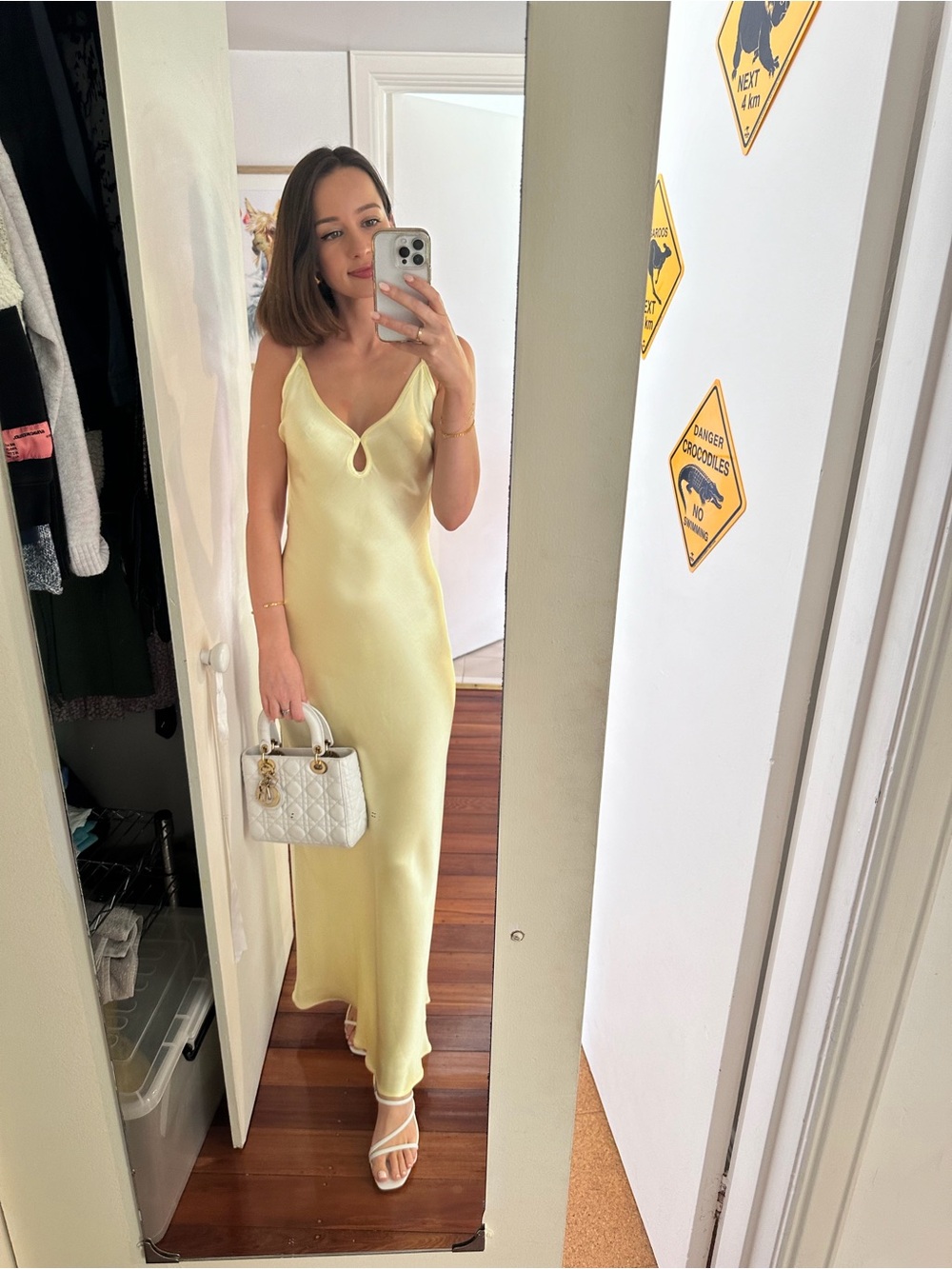 Bec & Bridge Satin Slip Maxi Dress in Pale Yellow - Picture 5 of 6